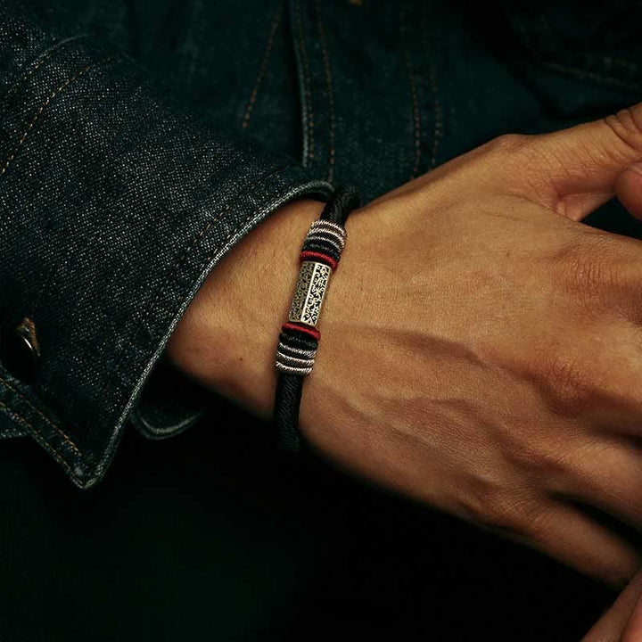 Buddha Stones 925 Sterling Silver Om Mani Padme Hum Peace Red String Bracelet - image 12