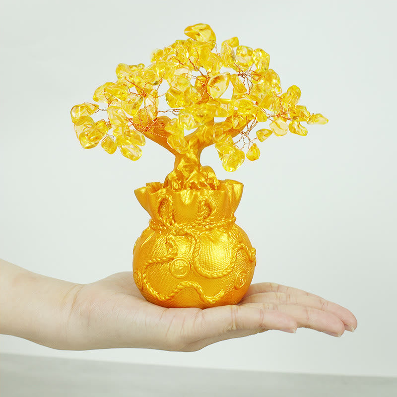 Buddha Stones Natural Citrine Money Tree Gemstone Ornament - Feng Shui for Prosperity - image 3