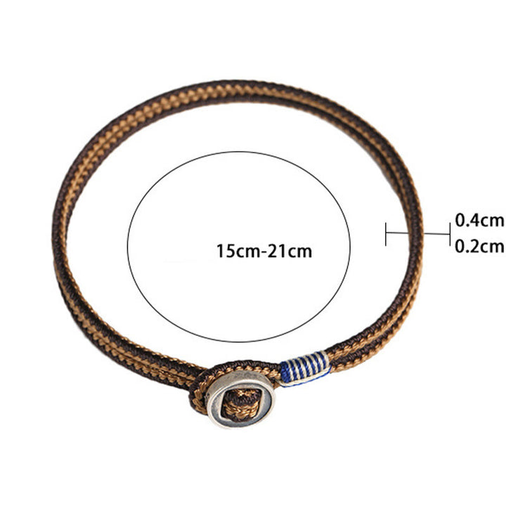 Buddha Stones  925 Sterling Silver Handmade Button Protection Weave String Bracelet - image 15