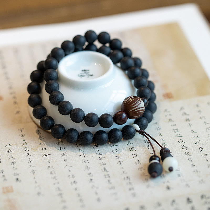 Buddha Stones Tibetan Double Layer Cypress Bodhi Lotus Healing Bracelet