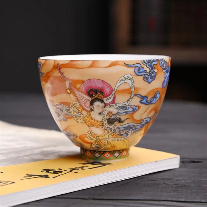 Buddha Stones Dunhuang Color Flying Apsaras Teacup Kung Fu Tea Cup