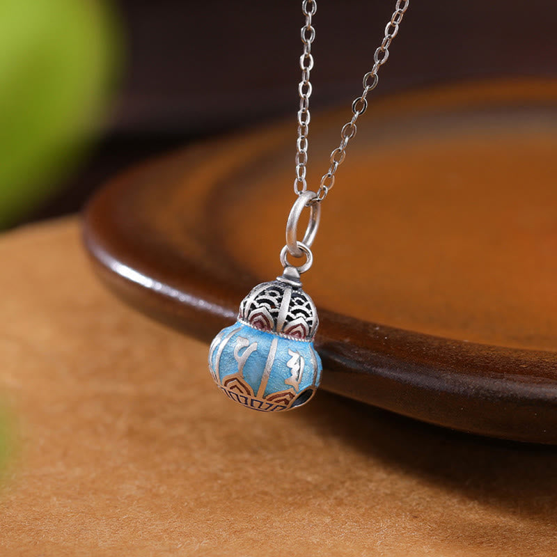 Buddha Stones 999 Sterling Silver Om Mani Padme Hum Engraved Gourd Design Wisdom Necklace Pendant - image 3