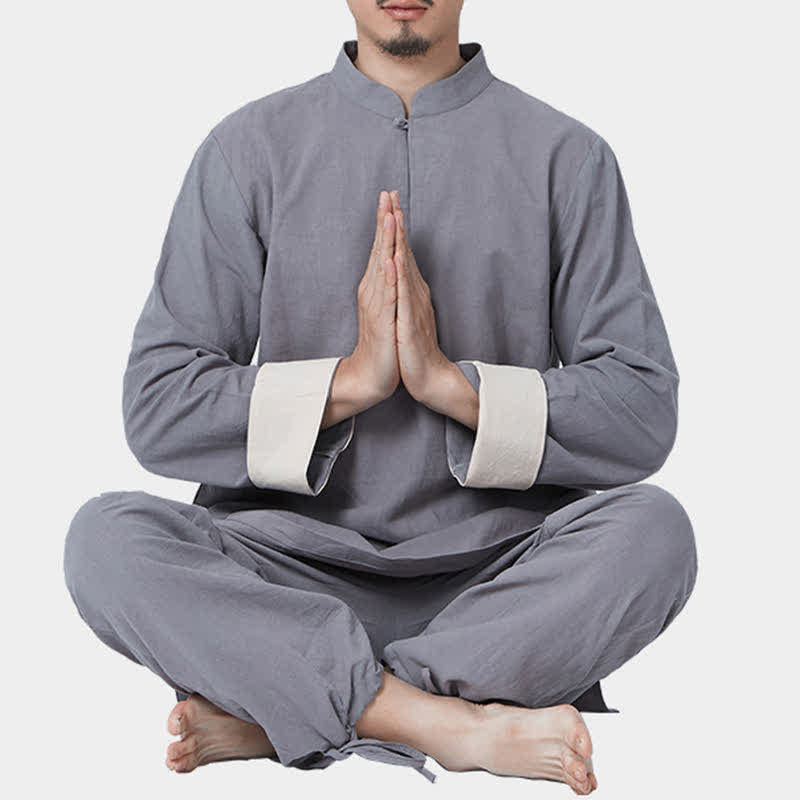 Spiritual Zen Meditation Yoga Prayer Practice Cotton Linen Clothing Men's Set