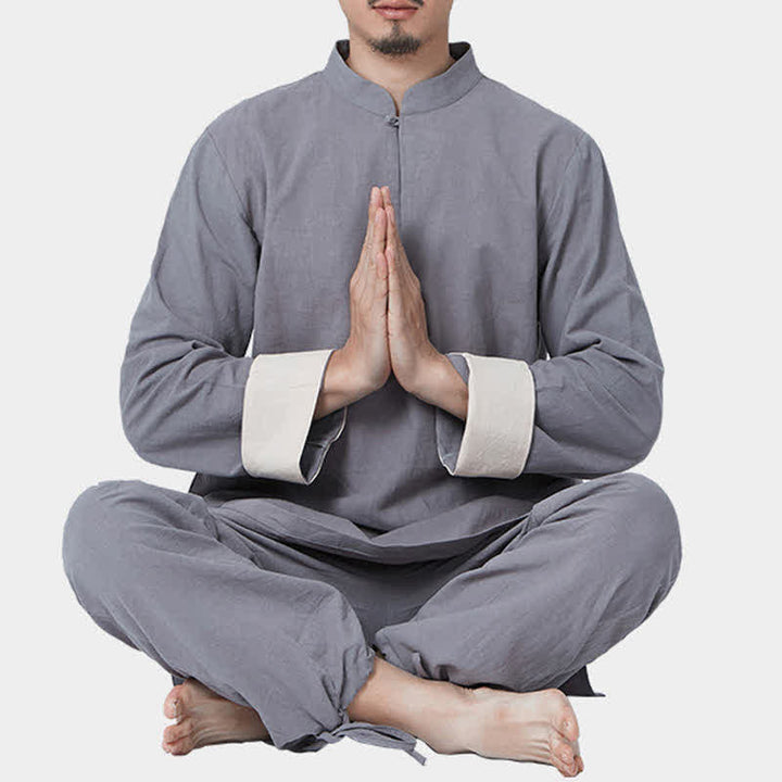 Spiritual Zen Meditation Yoga Prayer Practice Cotton Linen Clothing Men's Set - image 16