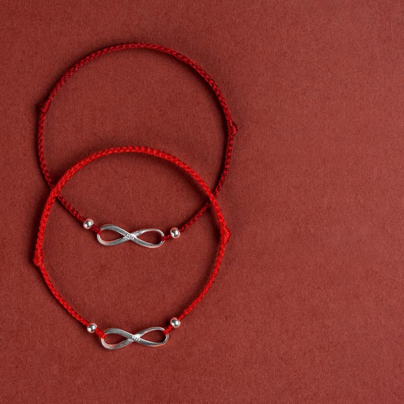 Buddha Stones 925 Sterling Silver Endless Knot Protection Luck Red String Bracelet Anklet - image 20