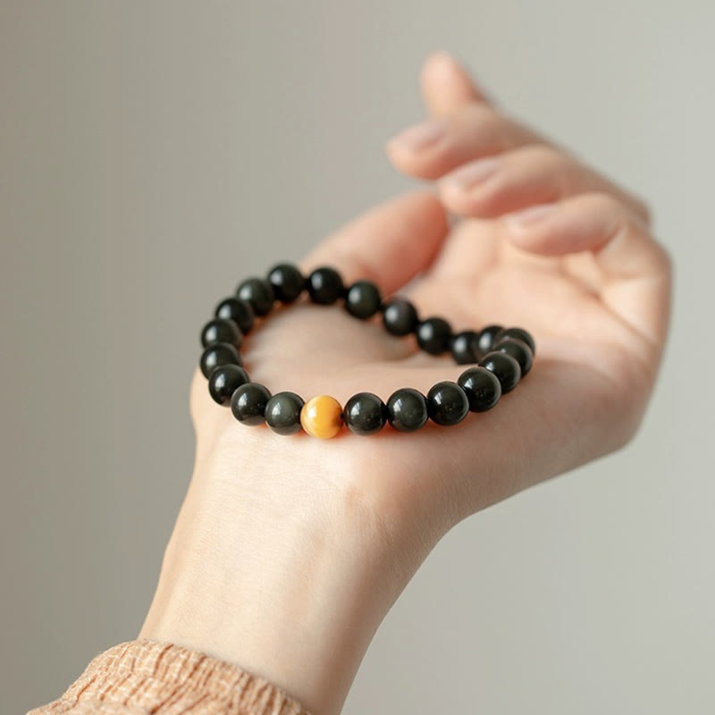 Buddha Stones Natural Rainbow Obsidian Tiger Eye Positive Love Bracelet