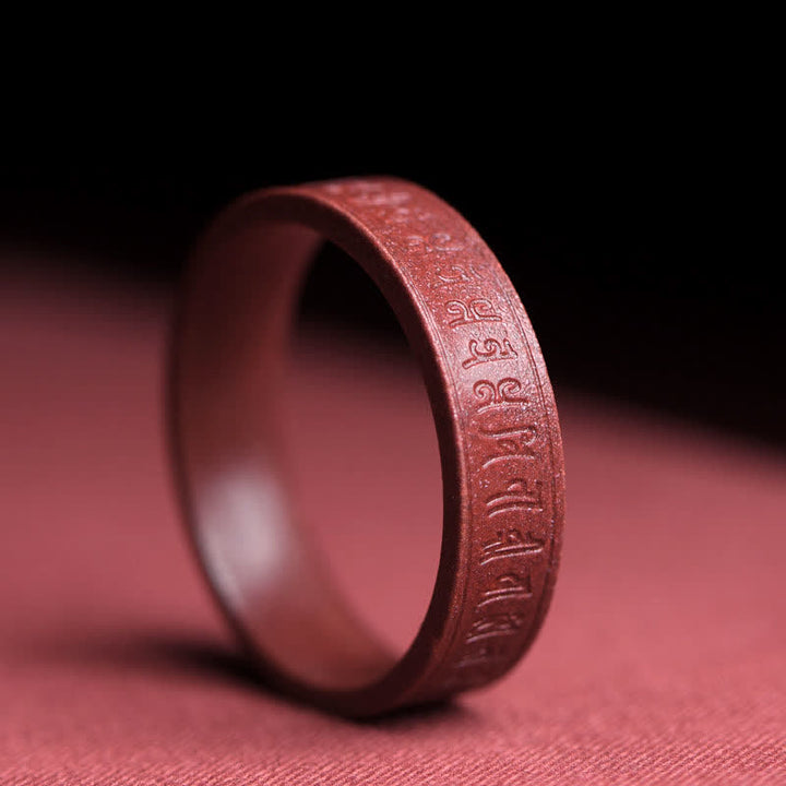 Buddha Stones Cinnabar Om Mani Padme Hum Auspicious Clouds Blessing Ring - Om Mani Padme Hum - 22mm - image 6