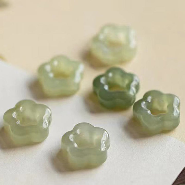 Buddha Stones Dainty Hetian Jade Cyan Jade Luck Floral Charm Necklace Pendant - image 13