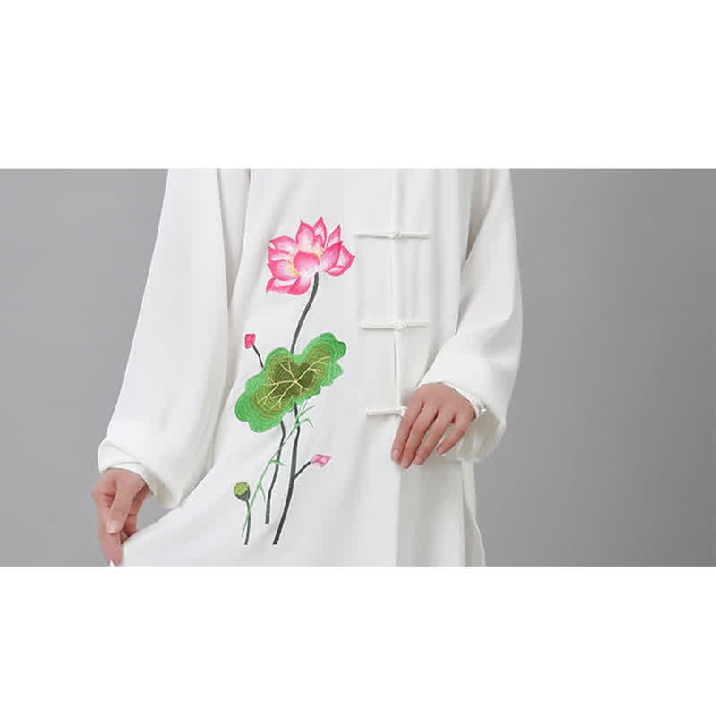 Lotus Flower Leaf Pattern Tai Chi Meditation Prayer Spiritual Zen Practice Clothing Women's Set - image 17