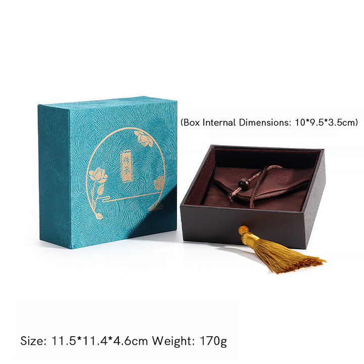 Vintage Lotus Jewelry Storage Box Tassels Gift Box - Aqua(11.5*11.4*4.6cm) - image 11