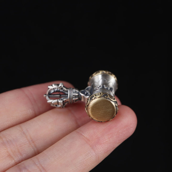Buddha Stones Tibet 925 Sterling Silver Om Mani Padme Hum Dorje Bell Vajra Engraved Enlightenment Pendant Hanging Decoration - image 13