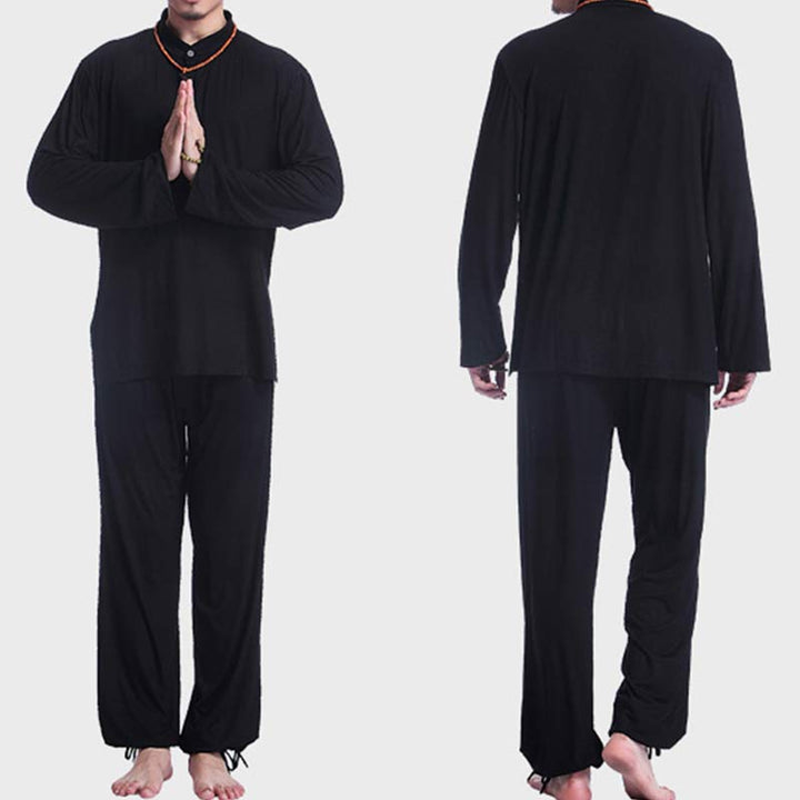 Buddha Stones Meditation Prayer Spiritual Zen Tai Chi Practice Yoga Clothing Men's Set