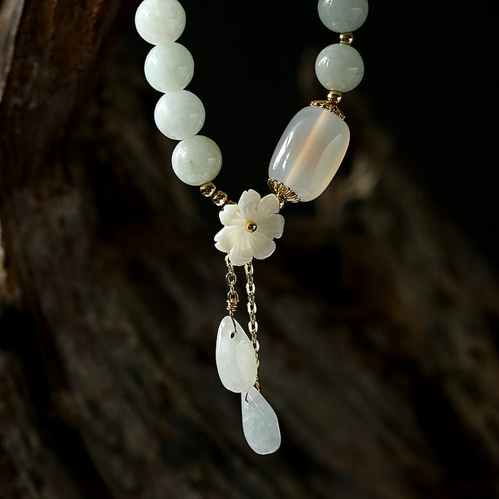 Buddha Stones "Hoping for Purity and Peace"Natural White Jade Bracelet Includes Gift Message Card - image 5