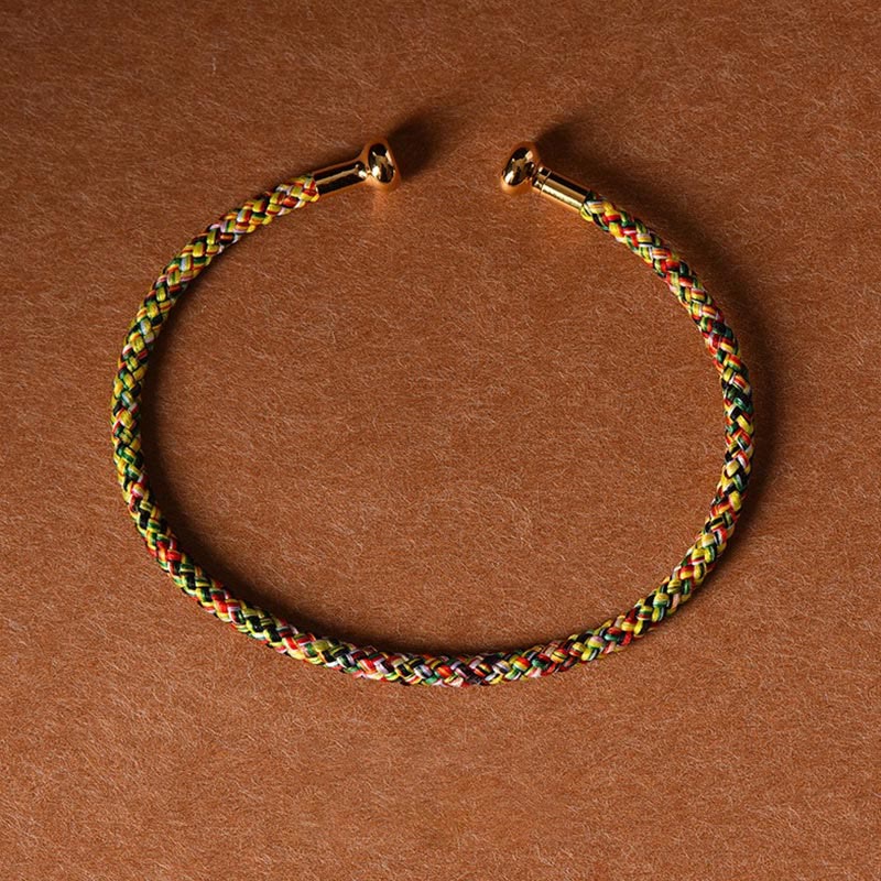 Buddha Stones Simple Design Handmade Luck Braid String Cuff Bracelet - Yellow Green - image 19
