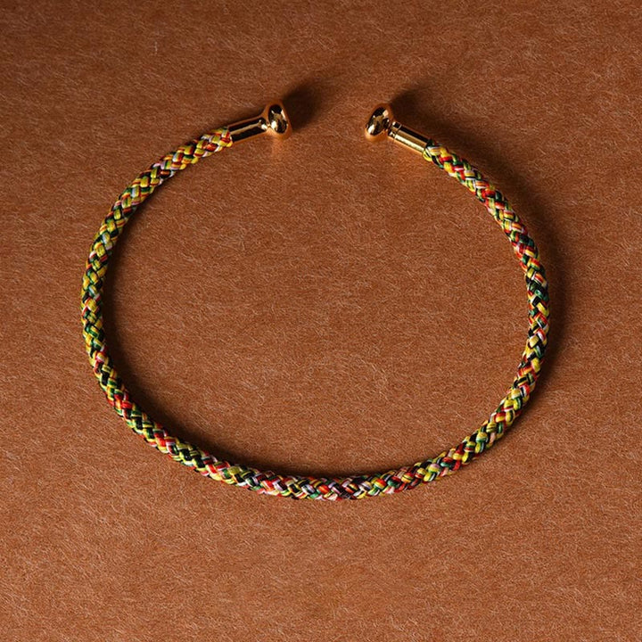 Buddha Stones Simple Design Handmade Luck Braid String Cuff Bracelet - Yellow Green - image 19