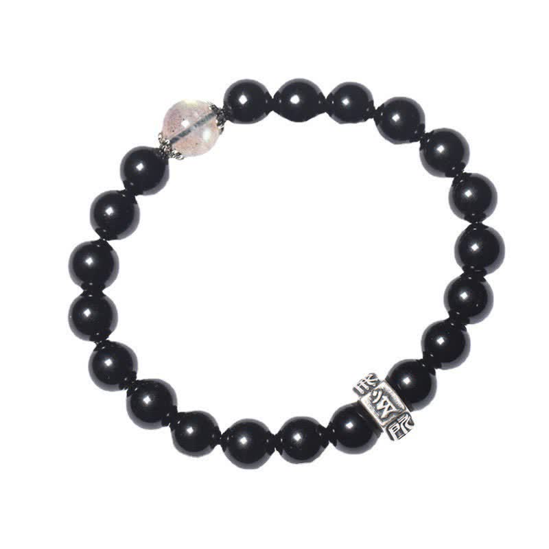 Chinese Zodiac Natal Buddha 925 Sterling Silver Black Obsidian Moonstone Strength Bracelet - image 18