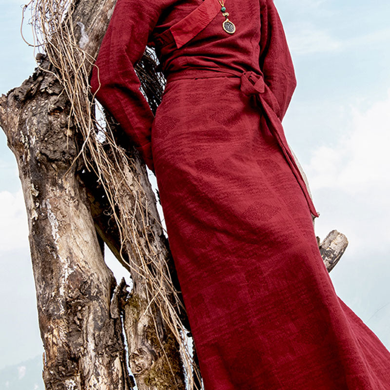 Buddha Stones Tibetan Dress Clothing Lhasa Long Wrap Dress Maxi Dress Women Clothing - image 3