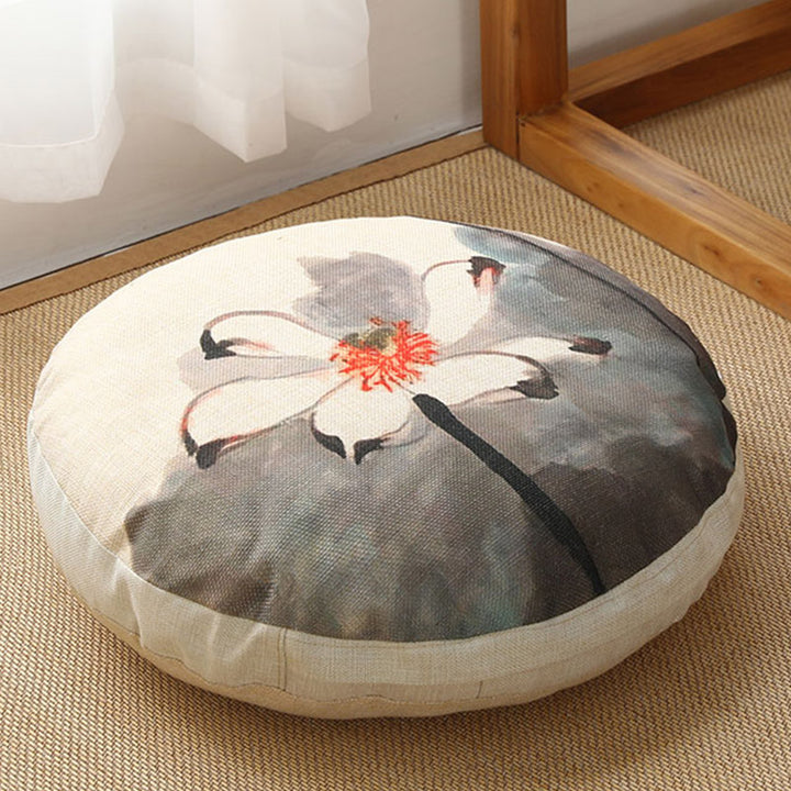 Lotus Simple Pattern Linen Meditation Seat Cushion Home Living Room Decoration - Detachable - 40cm*10cm - OldLace - image 33