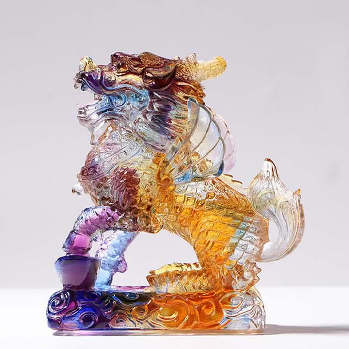 Feng Shui Kirin Handmade Liuli Crystal Art Piece Fortune Home Office Decoration - image 8