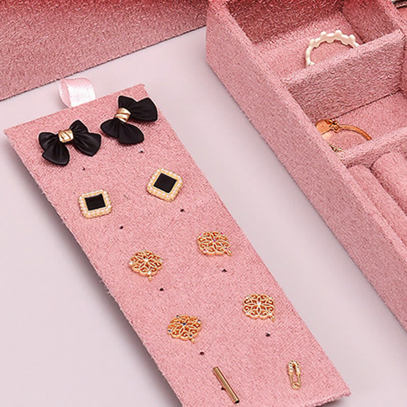 Buddha Stones Simple Design Jewelry Box Organizer Two-Layer Jewelry Storage Box Flannel Box With Lock - image 14