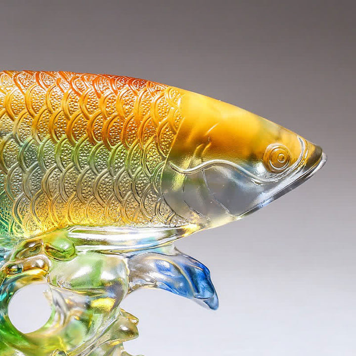 Handmade Liuli Crystal Koi Fish Art Piece Luck Home Office Decoration - image 9