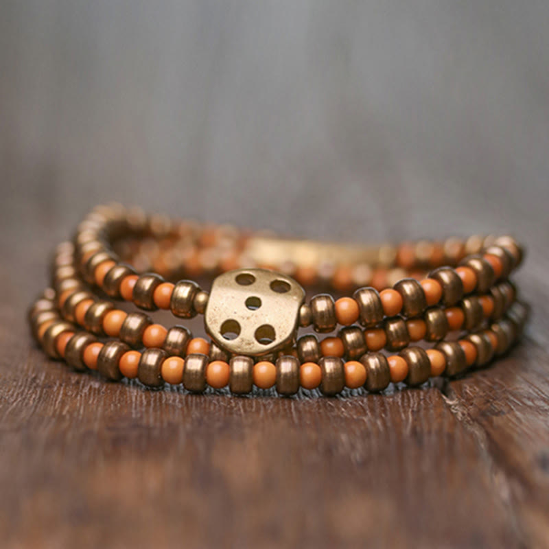 Buddha Stones Retro Olive Pit Copper Wealth Bracelet