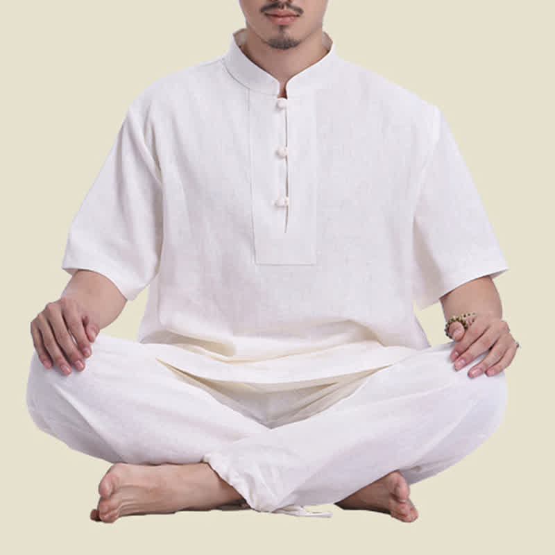 Spiritual Zen Meditation Prayer Practice Cotton Linen Clothing Men's Set - image 2