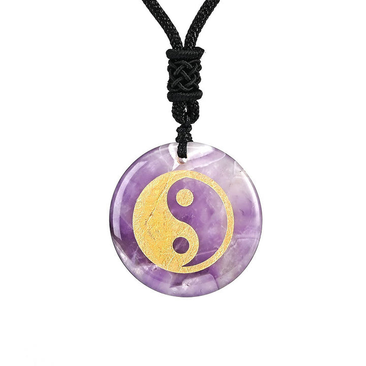 Buddha Stones Various Crystal Amethyst Tiger Eye Green Aventurine Yin Yang Spiritual Necklace Pendant