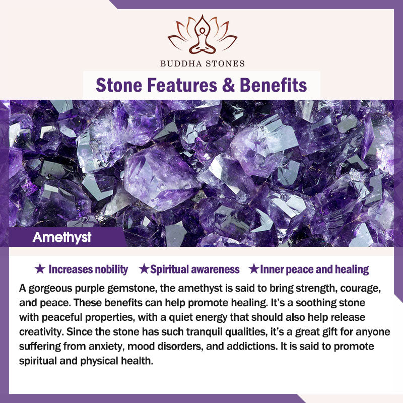 Buddha Stones Natural Amethyst Strawberry Quartz Cat Eye Chinese Lock Charm Healing Bracelet - image 5