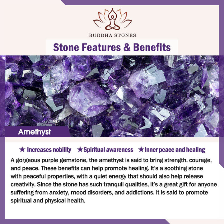 Buddha Stones Natural Amethyst Strawberry Quartz Cat Eye Chinese Lock Charm Healing Bracelet - image 5