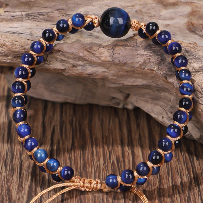 Buddha Stones Divine Blue Tiger Eye Stone Protection Bracelet