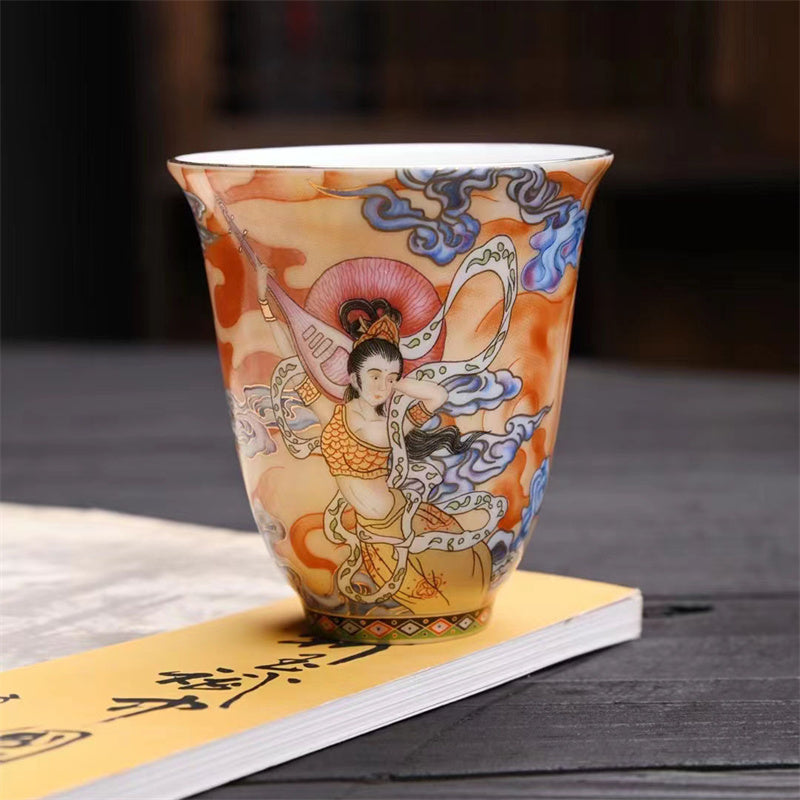 Buddha Stones Dunhuang Color Flying Apsaras Teacup Kung Fu Tea Cup