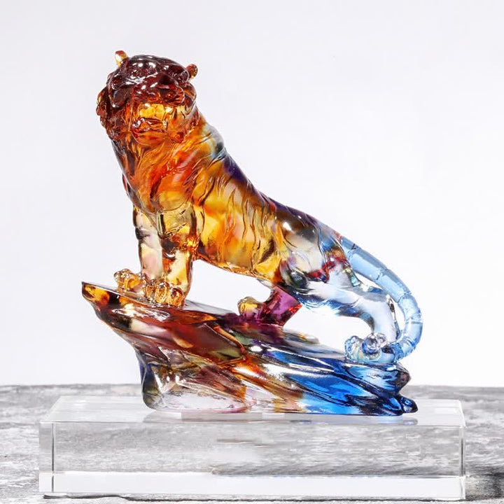 Handmade Liuli Crystal Tiger Art Piece Protection Home Decoration - image 16