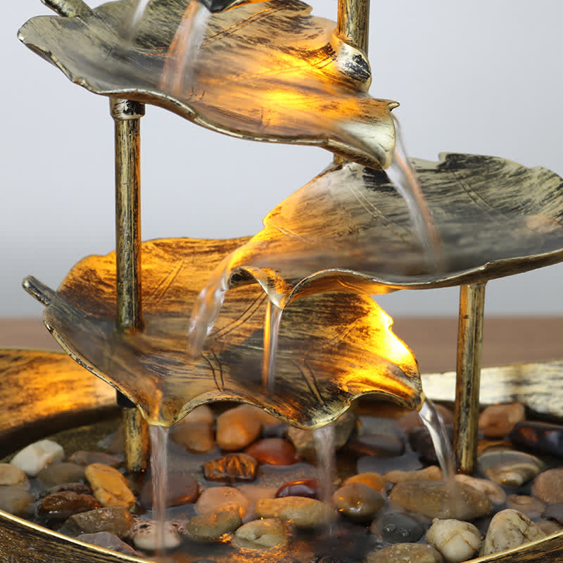 Buddha Stones Lotus Leaf Shaped Waterfall Fountain Tabletop Ornaments With LED Light Home Office Desktop Decoration - image 8
