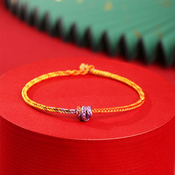 Buddha Stones Handcrafted Colorful Purple Gold Red Braid Rope Bracelet