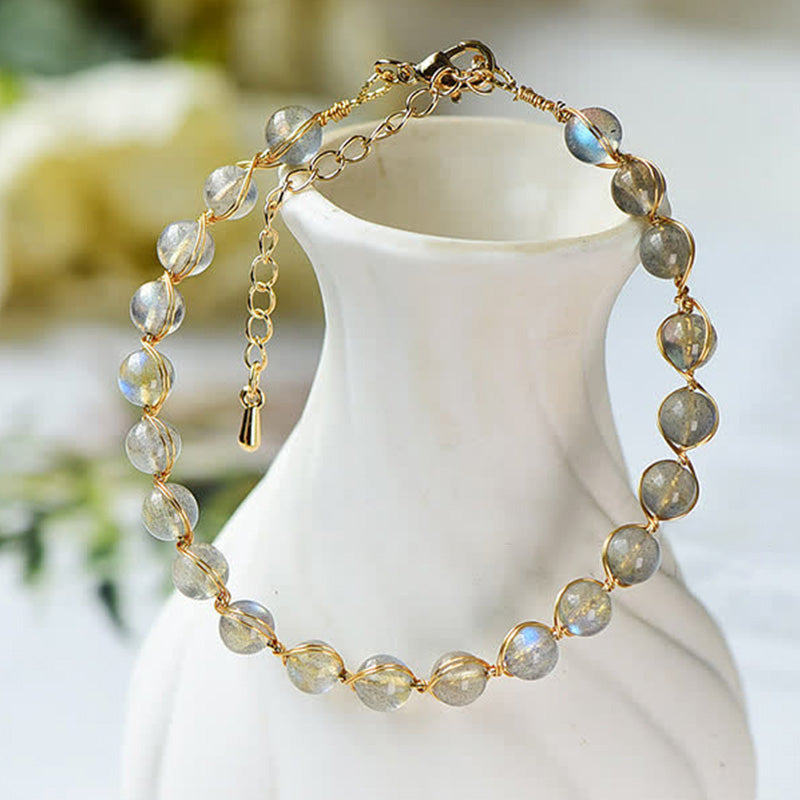 Buddha Stones Natural Moonstone 14K Gold Plated Healing Positive Bracelet - image 1