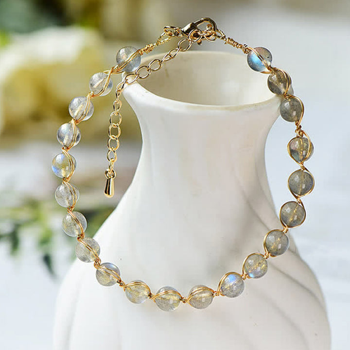 Buddha Stones Natural Moonstone 14K Gold Plated Healing Positive Bracelet - image 1