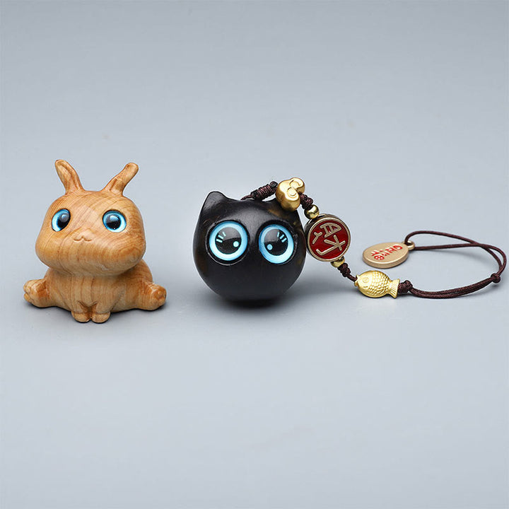 Buddha Stones Thuja Sutchuenensis Green Sandalwood Boxwood Mini Cute Animal Rabbit Cat Deer Whale Prosperity Phone Hanging Decorations - image 0