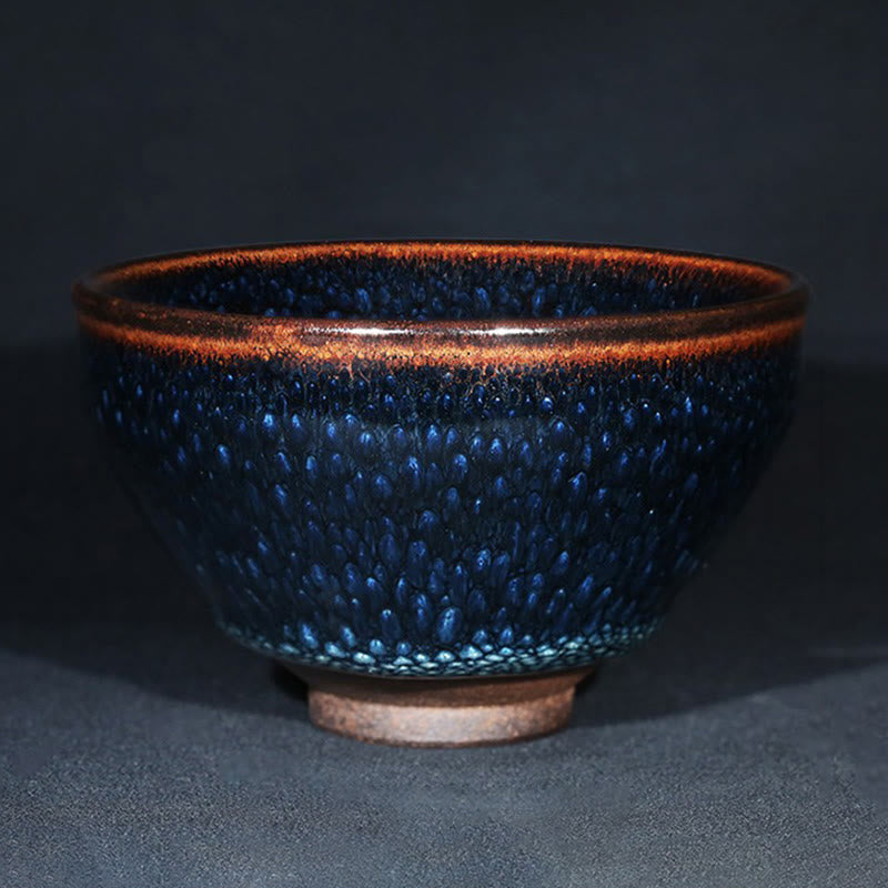 Buddha Stones Handmade Blue Francolinus Spot Chinese Jianzhan Ceramic Teacup Kung Fu Tea Cup Bowl - image 5