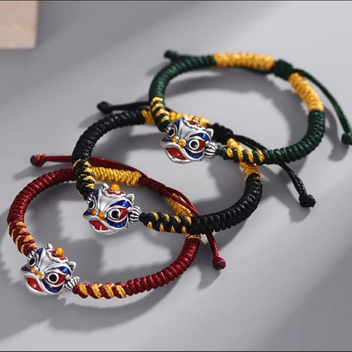 Buddha Stones Handmade Dancing Lion Luck Braided String Bracelet