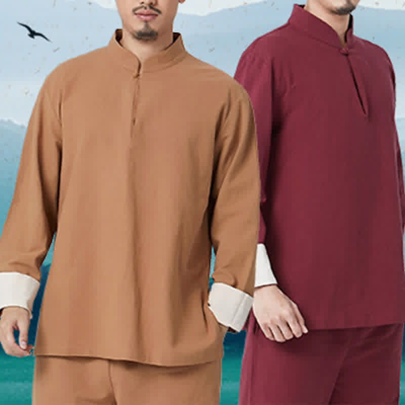 Spiritual Zen Meditation Yoga Prayer Practice Cotton Linen Clothing Men's Set - image 2