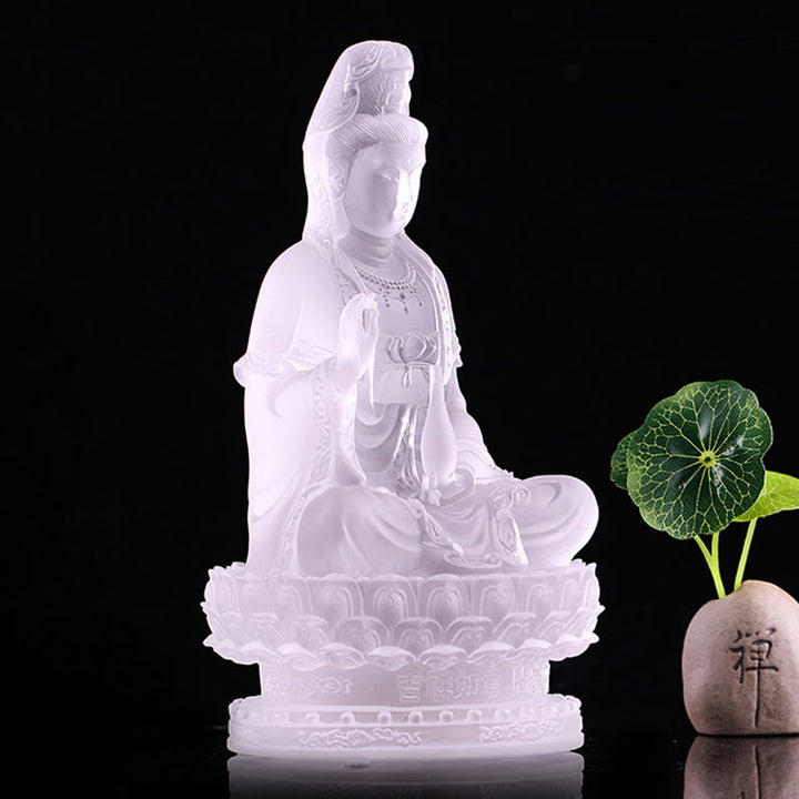Buddha Stones Kwan Yin Avalokitesvara Handmade Figurine Liuli Crystal Art Piece Wealth Statue Home Offering Decoration - image 5