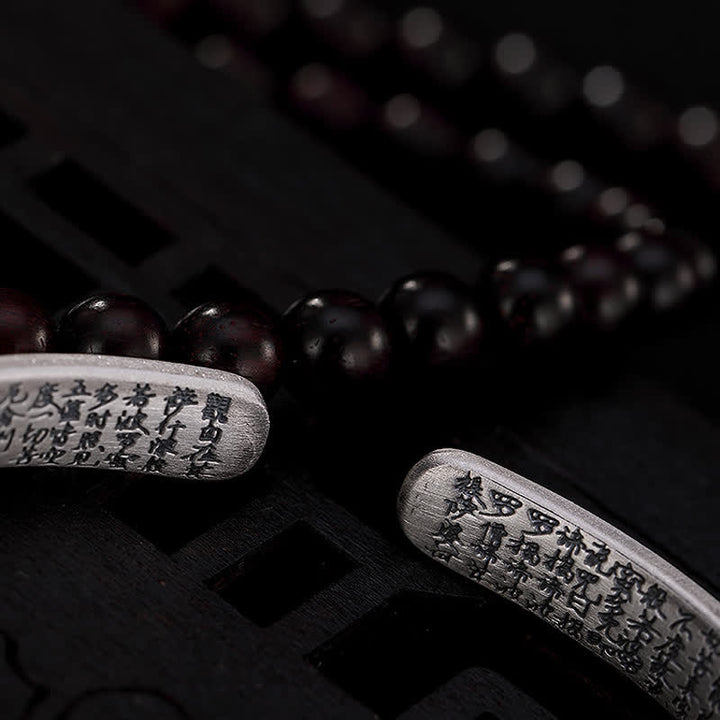 Buddha Stones 999 Sterling Silver Six True Words Heart Sutra Protection Bracelet Bangle - image 12