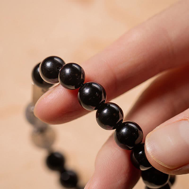 925 Sterling Silver Obsidian Moonstone Strength Couple Bracelet - image 5