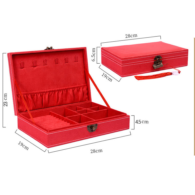 Buddha Stones Simple Design Jewelry Box Organizer Single Layer Flannel Jewelry Storage Box With Lock - image 27