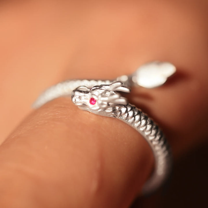 Buddha Stones 925 Sterling Silver Vintage Year of the Dragon Luck Protection Strength Adjustable Ring - image 15