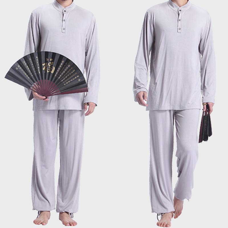 Buddha Stones Meditation Prayer Spiritual Zen Tai Chi Practice Yoga Clothing Men's Set