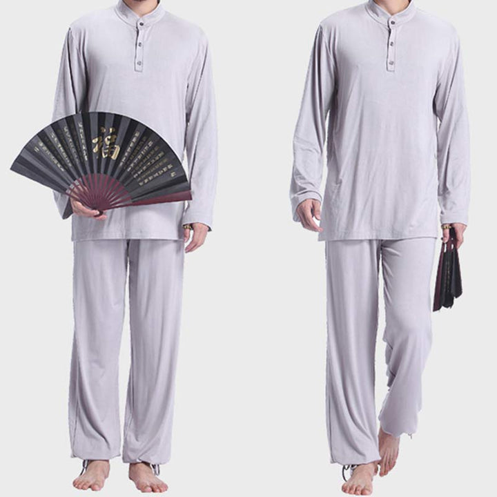 Buddha Stones Meditation Prayer Spiritual Zen Tai Chi Practice Yoga Clothing Men's Set