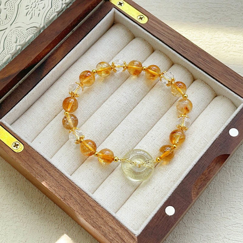 Buddha Stones Peace Buckle Citrine Crystal Prosperity Bracelet