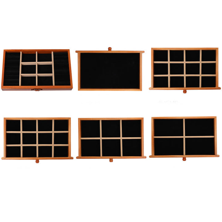 Buddha Stones Large Capacity Vintage Flowers Carved Wooden Jewelry Box Six-Layer Jewelry Storage Box - image 14